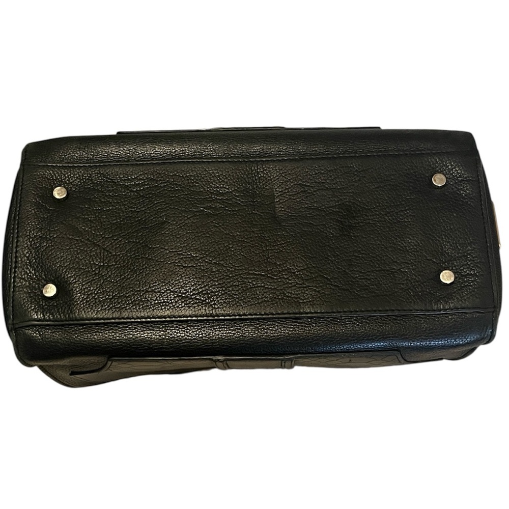 Black GiGi New York Gates Textured Leather Monogramed Contemporary Satchel Bag - Picture 4 of 14